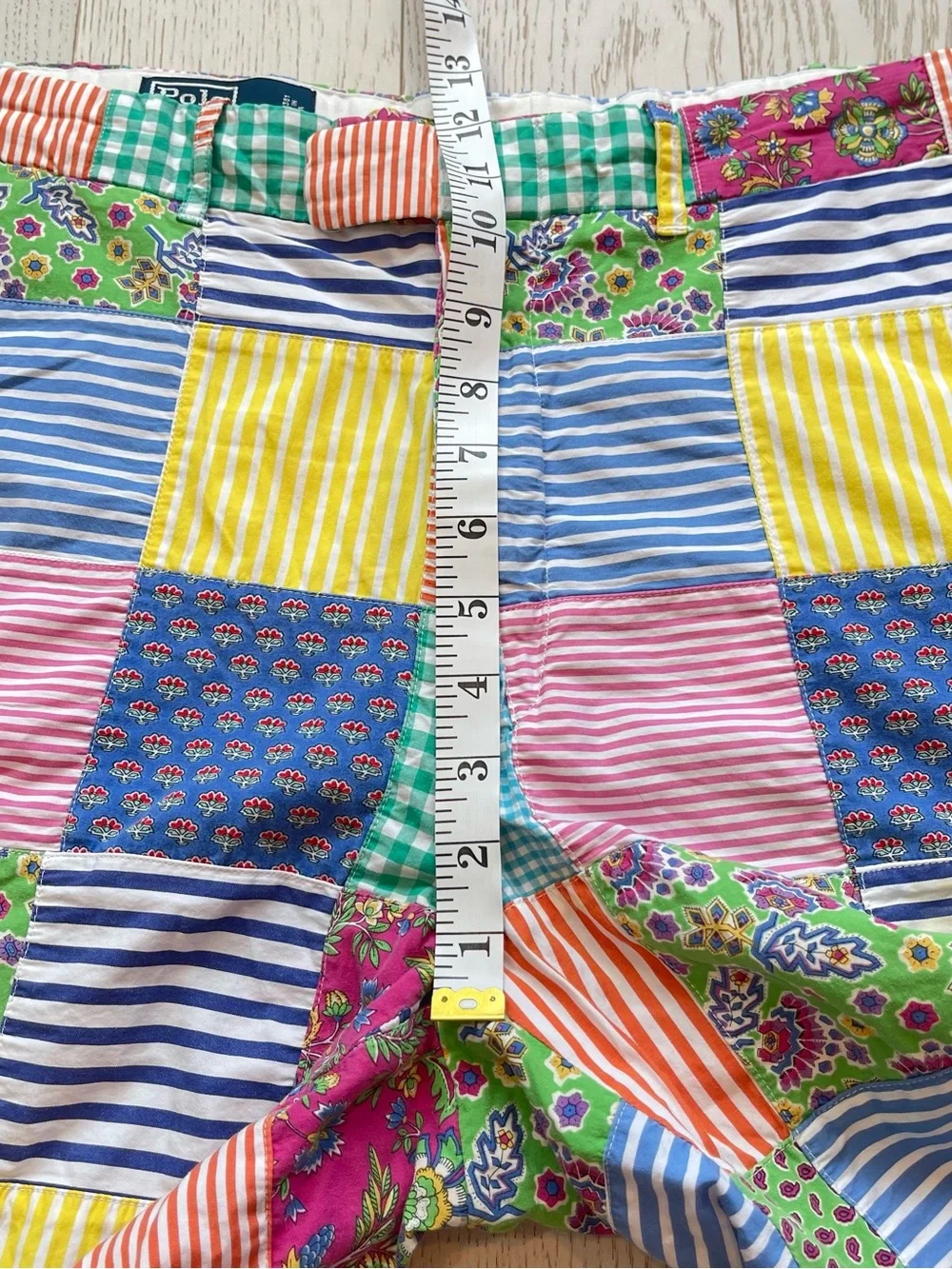 Polo Ralph Lauren Vintage Y2K patchwork colorblock colorful Cotton Shorts 35
